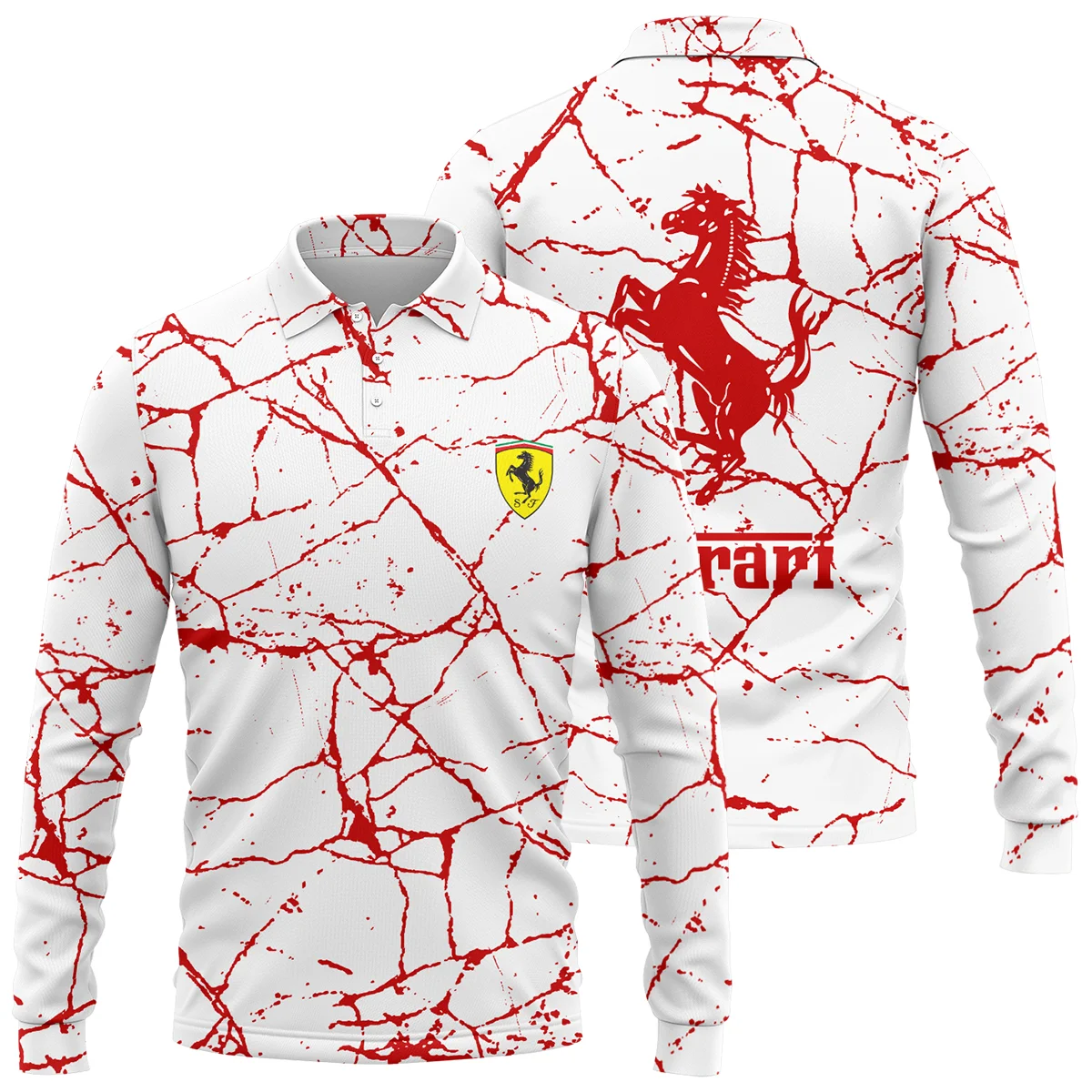 Limited Edition Ferrari F1 Long Polo Shirt BLFRR15925A2LPL - Race Day Outfit