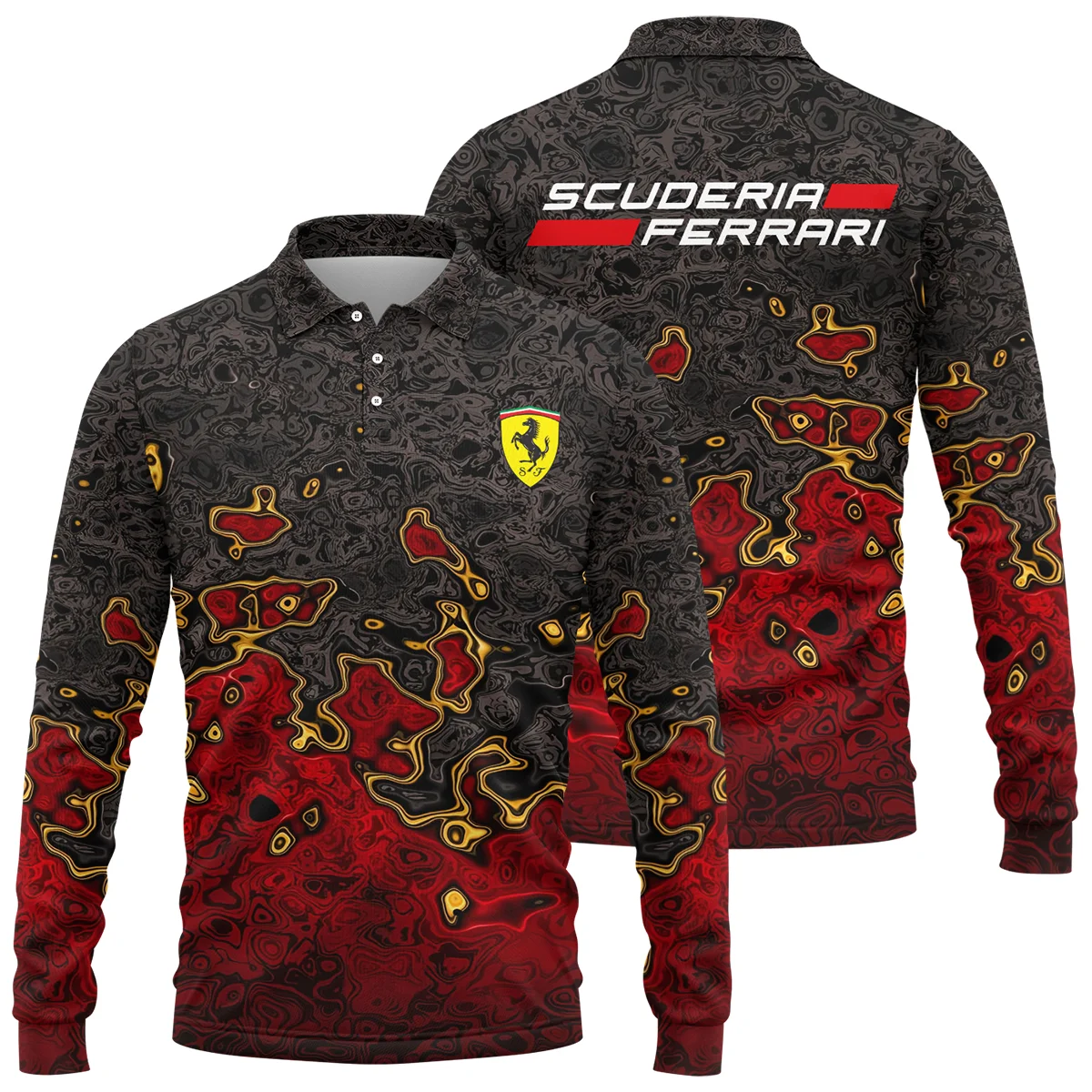 Limited Edition Ferrari F1 Long Polo Shirt BLFRR15925A3LPL - Formula Racing Apparel