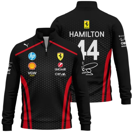 Limited Edition Lewis Hamilton Ferrari F1 Team - Quarter-Zip Sweatshirt BLH281025A1QZS - Motorsport Apparel