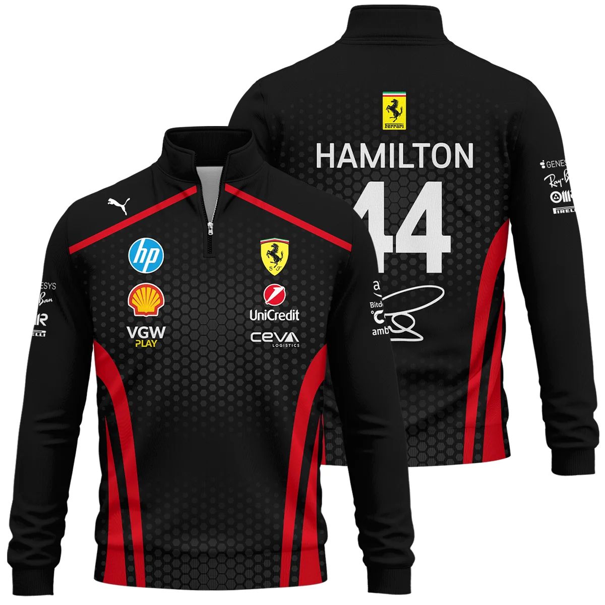 Limited Edition Lewis Hamilton Ferrari F1 Team - Quarter-Zip Sweatshirt BLH281025A1QZS