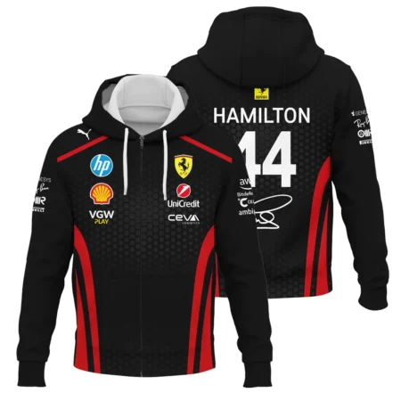 Limited Edition Lewis Hamilton Ferrari F1 Team - Zipper Hoodie BLH281025A1ZHD - Racing Lifestyle Clothing
