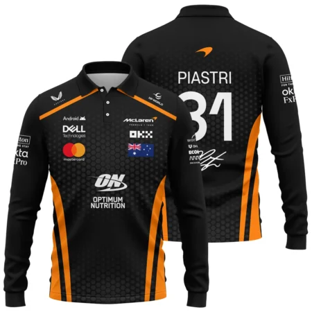 Limited Edition Oscar Piastri McLaren F1 Team - Long Polo Shirt BLOP14925A1LPL - Pit Lane Clothing