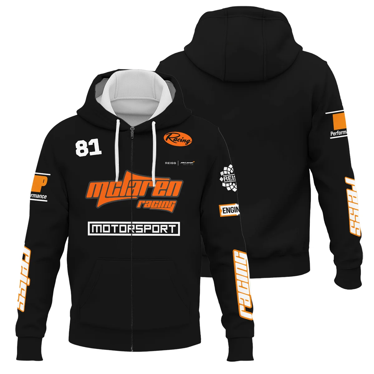 Limited Edition Oscar Piastri Reiss x McLaren - Zipper Hoodie BLOP31125A2ZHD - Formula Racing Apparel