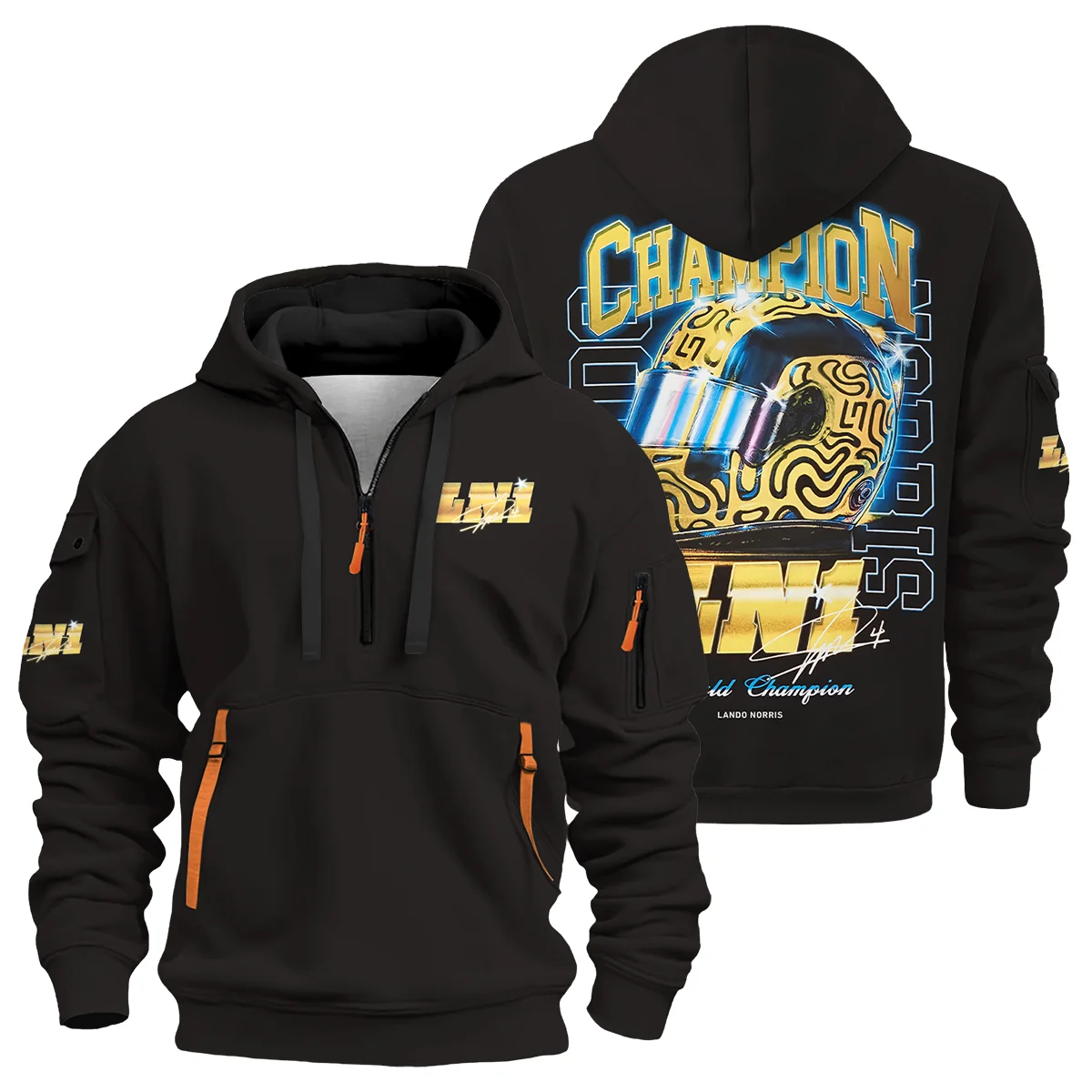 LN1 World Champion Lando Norris Hoodie Half Zip BLVALN051225A10HDF - Trackside Outfit