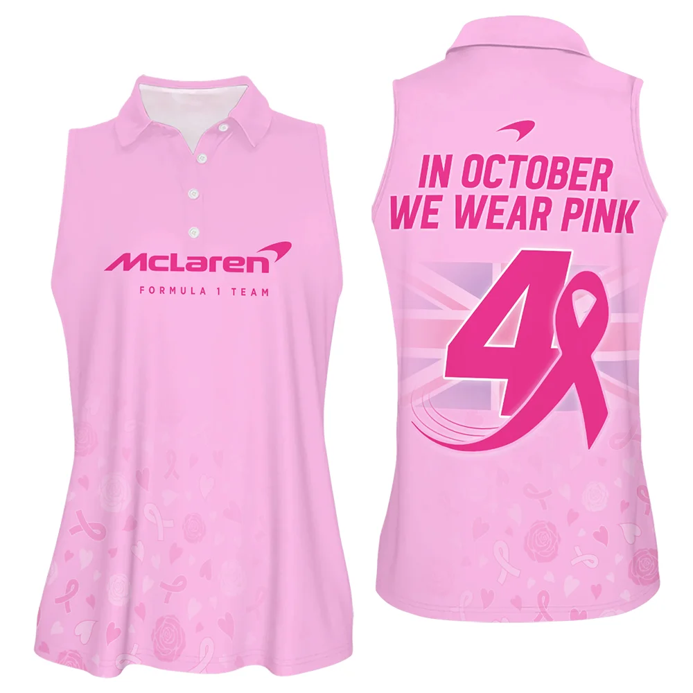 LN4 In October We Wear Pink Women Sleeveless Polo BLNR7925A1VPO - Formula Racing Apparel