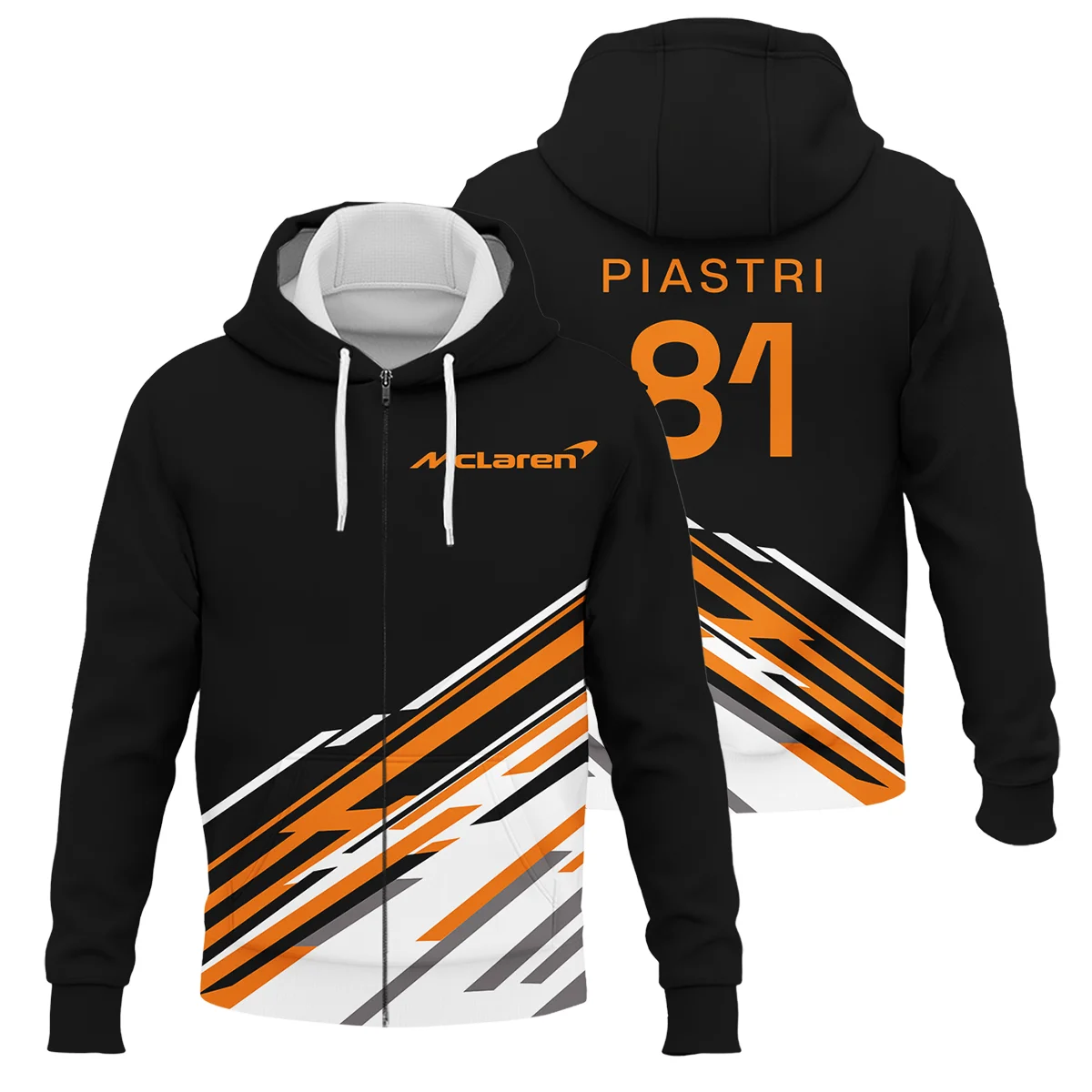 Oscar Piastri McLaren F1 Logo Zipper Hoodie BLOP10425A2ZHD - Race Day Design
