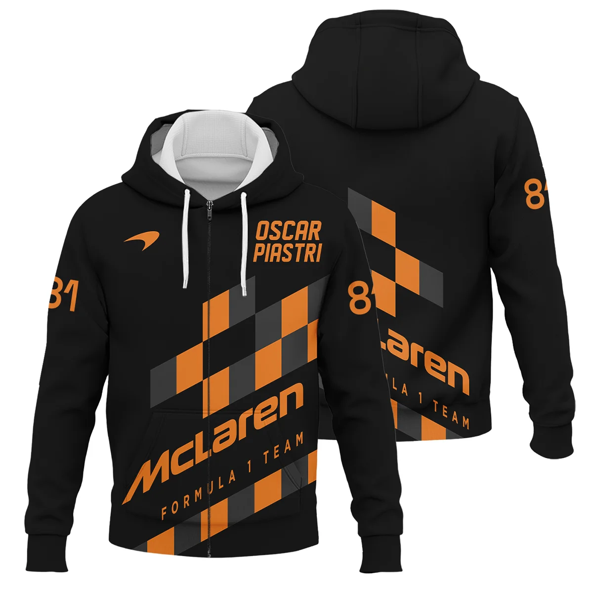 Oscar Piastri McLaren F1 Logo Zipper Hoodie BLOP10425A6ZHD - Racing Lifestyle Clothing