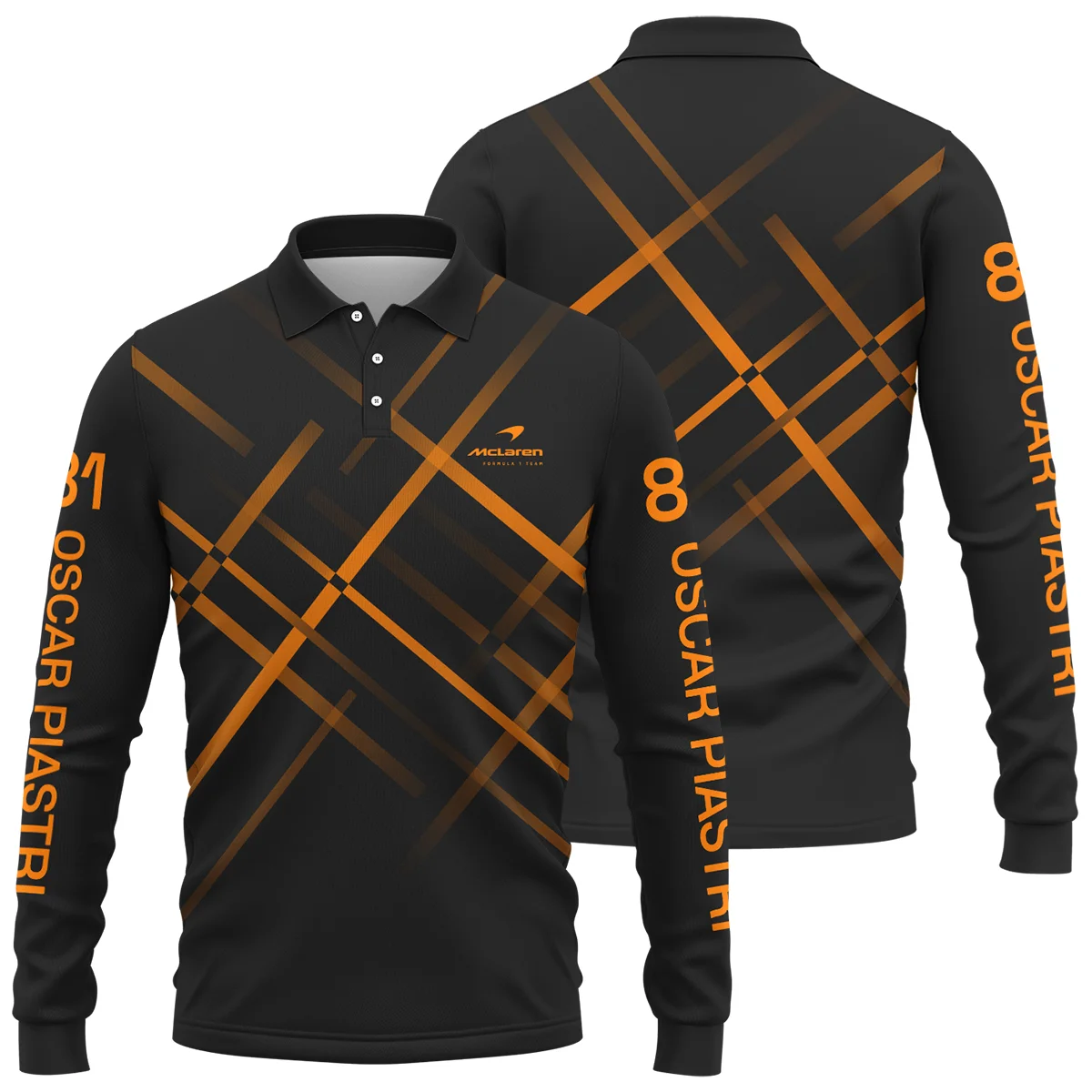 Oscar Piastri McLaren F1 Long Polo Shirt All Over Prints BLOP3425A2LPL - Trackside Outfit