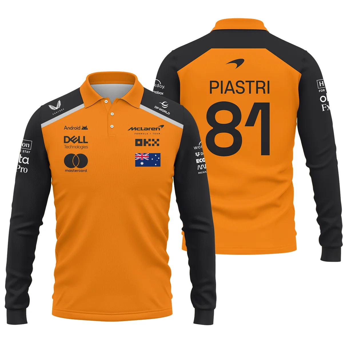 Oscar Piastri McLaren Formula One Logo Long Polo Shirt BLF1290325A3MCLLPL - Pit Lane Clothing