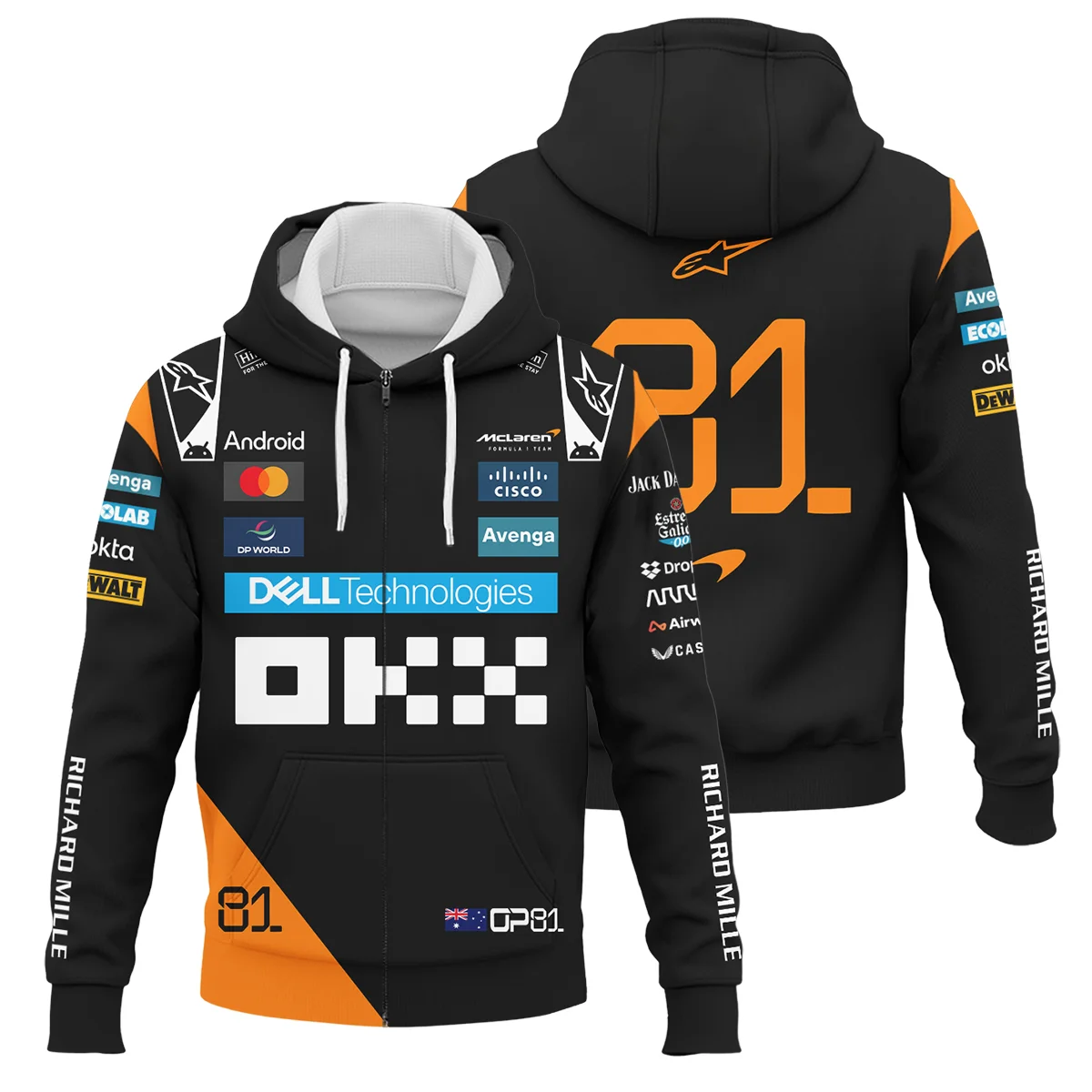 Oscar Piastri McLaren Formula One Zipper Hoodie BLF1180525A4ZHD - Motorsport Lifestyle Wear