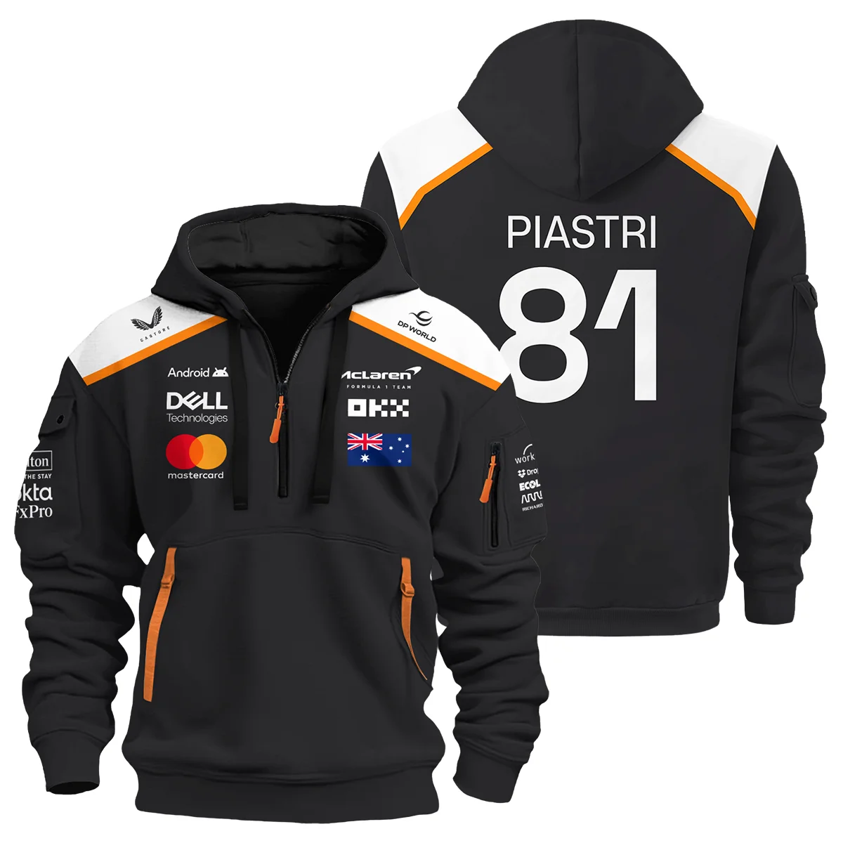 Oscar Piastri OP81 McLaren F1 Hoodie Half Zipper BLF19625A4HDF - Race Day Design