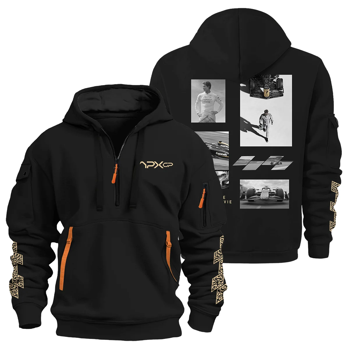 Photo Collage Hoodie Half Zipper BLF116625A6HDF - Formula Racing Apparel