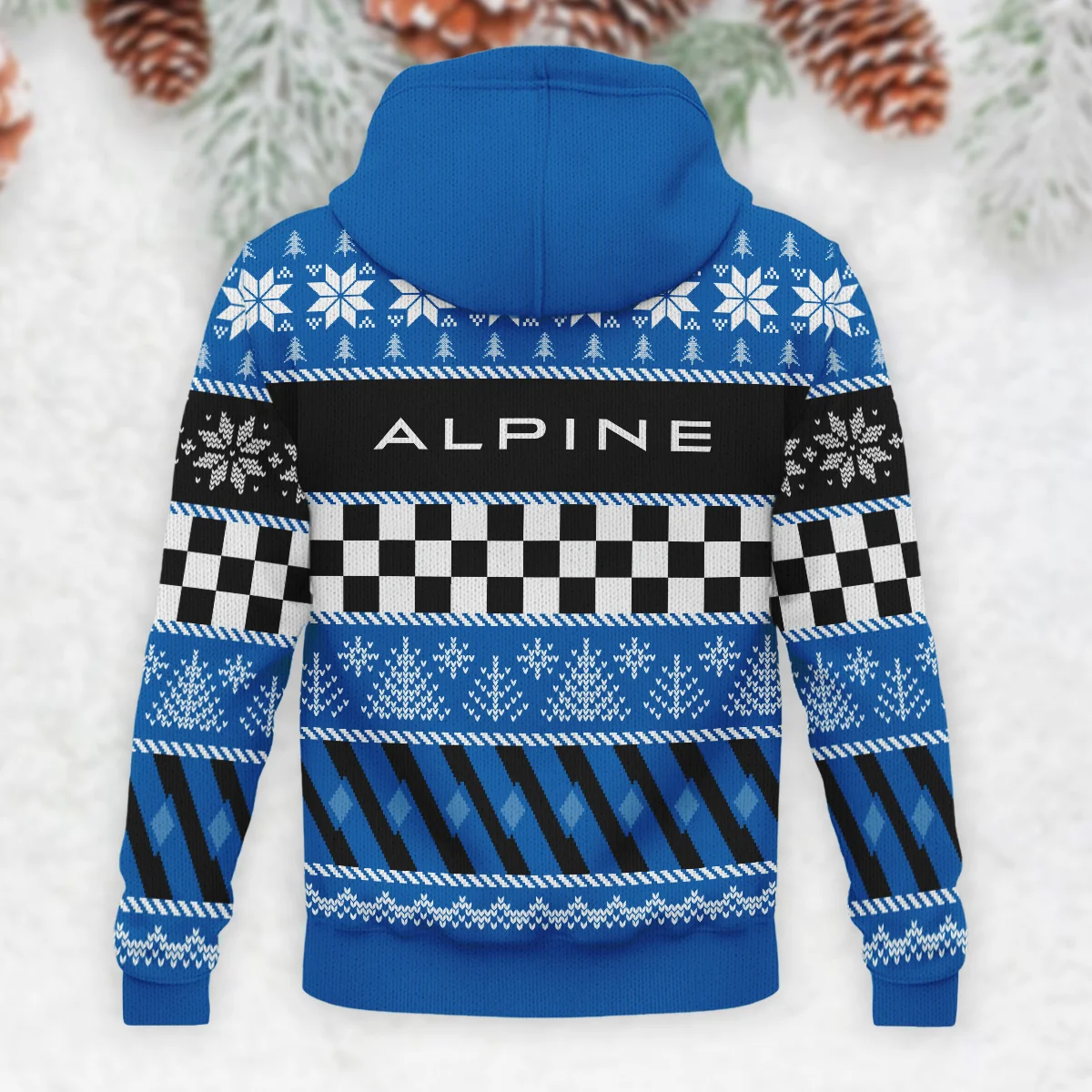 Racing Xmas Pattern Alpine Formula 1 - Knitted Hoodie BLVAF12209250A28ALP - Image 3