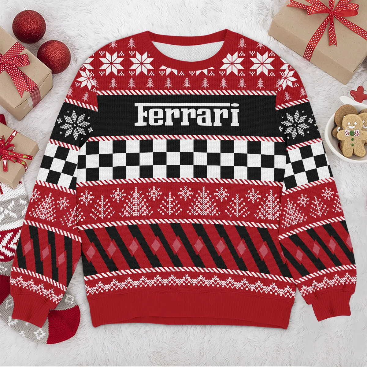Racing Xmas Pattern Ferrari Formula 1 - Ugly Sweater BLVAF1220925A28FRR - Image 4