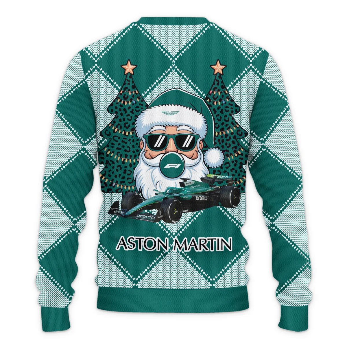 Santa Pinetree Car Aston Martin Formula 1 - Ugly Sweater BLVAF1220925A25AM - Image 3