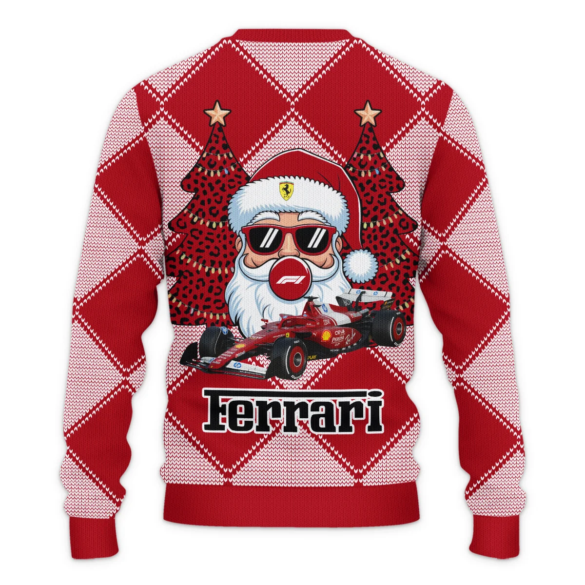Santa Pinetree Car Ferrari Formula 1 - Ugly Sweater BLVAF1220925A25FRR - Image 3