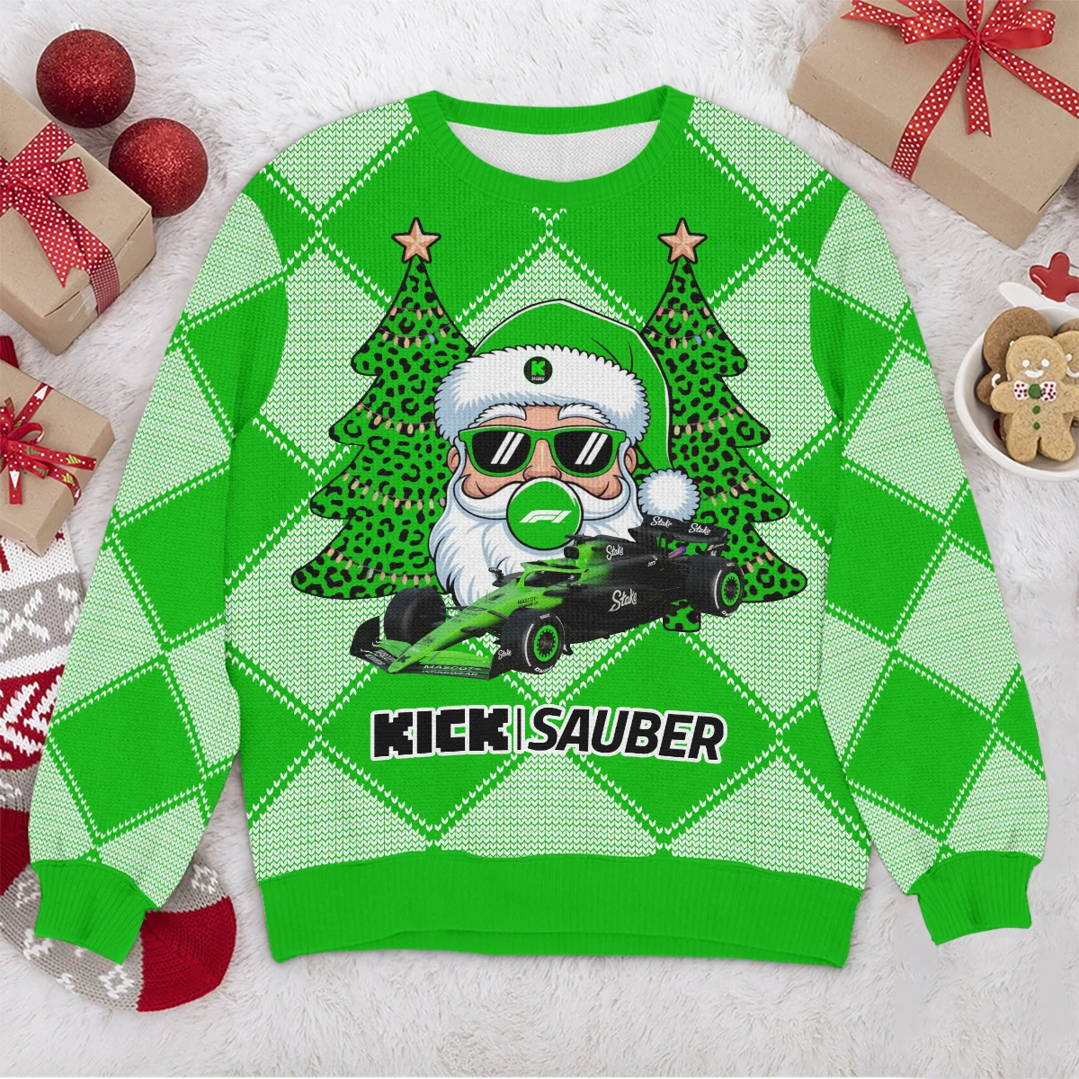 Santa Pinetree Car Kick Sauber Formula 1 - Ugly Sweater BLVAF1220925A25KS - Image 4