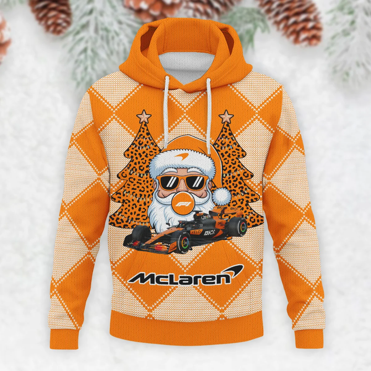 Santa Pinetree Car McLaren Formula 1 - Knitted Hoodie BLVAF12209250A25MCL - Image 2