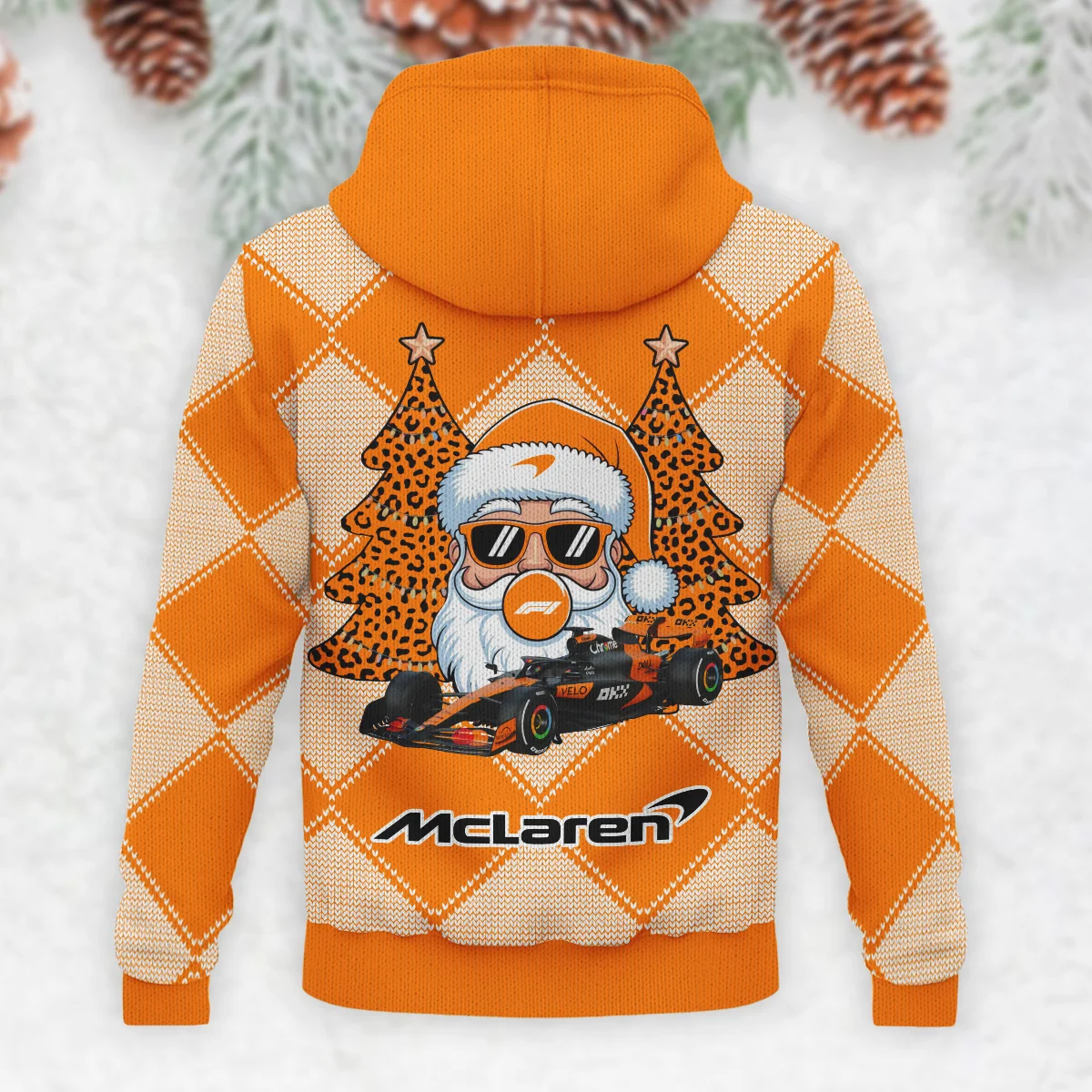 Santa Pinetree Car McLaren Formula 1 - Knitted Hoodie BLVAF12209250A25MCL - Image 3