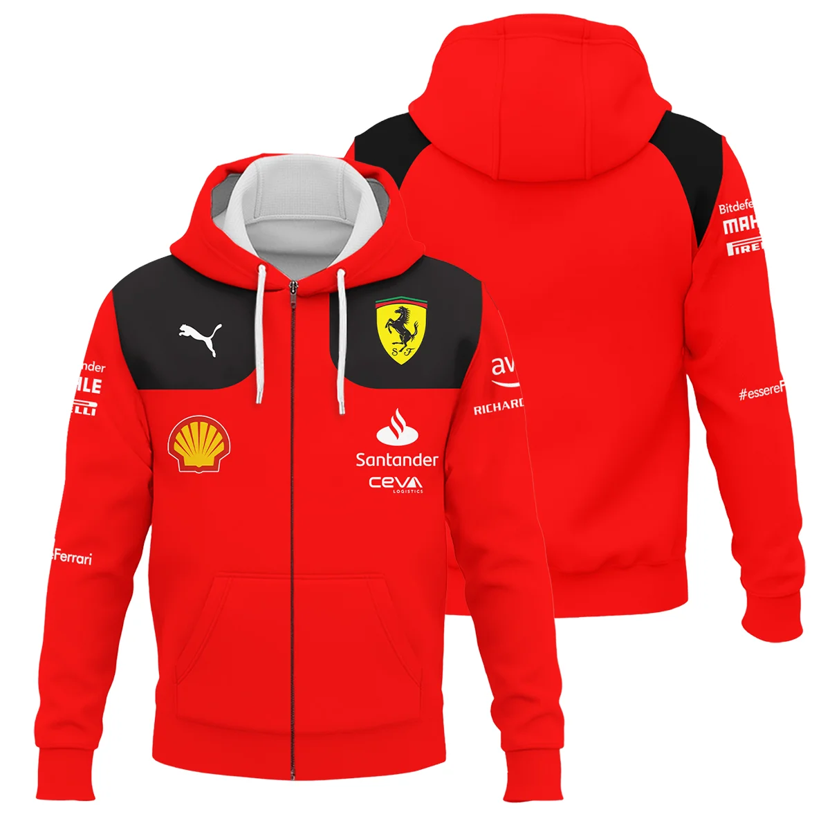 Scuderia Ferrari Racing F1 Logo Zipper Hoodie BLF1R19325A2ZHD - F1 Fan Gear