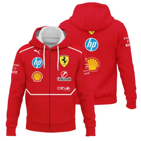 Scuderia Ferrari Racing F1 Logo Zipper Hoodie BLF1R19325A5ZHD - Formula Racing Apparel