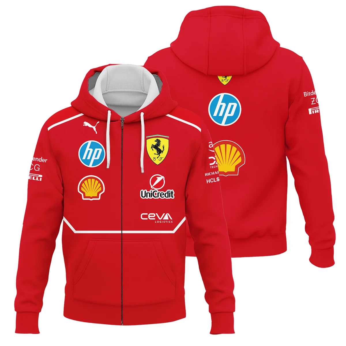 Scuderia Ferrari Racing F1 Logo Zipper Hoodie BLF1R19325A5ZHD - Formula Racing Apparel