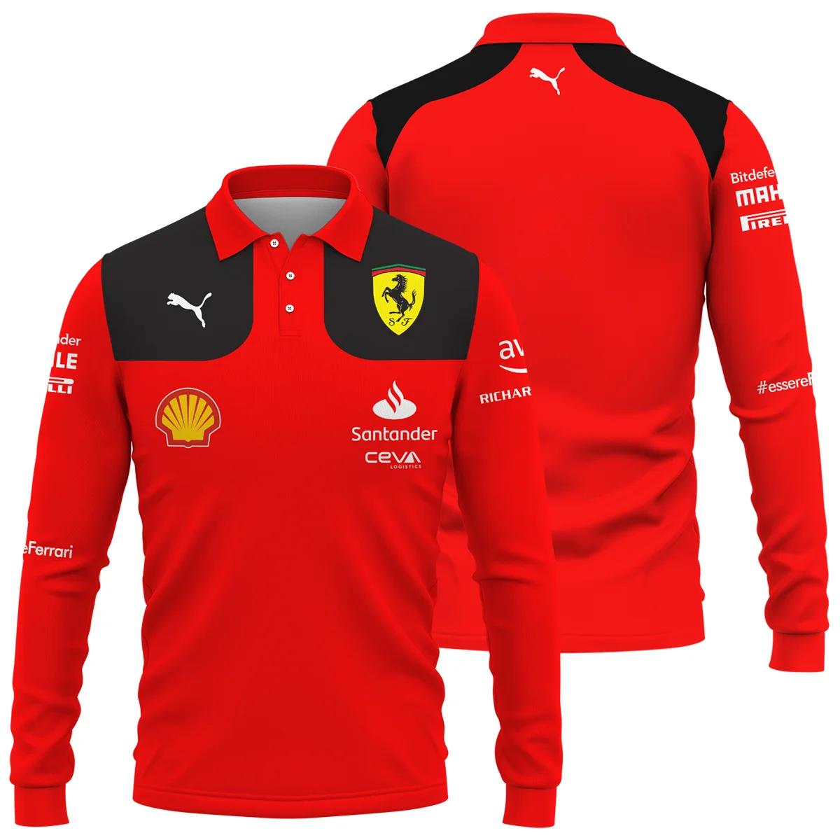 Scuderia Ferrari Racing F1 Long Polo Shirt All Over Prints BLF1R19325A2LPL - Trackside Outfit