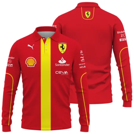 Scuderia Ferrari Racing F1 Long Polo Shirt All Over Prints BLF1R19325A3LPL - Race Day Outfit