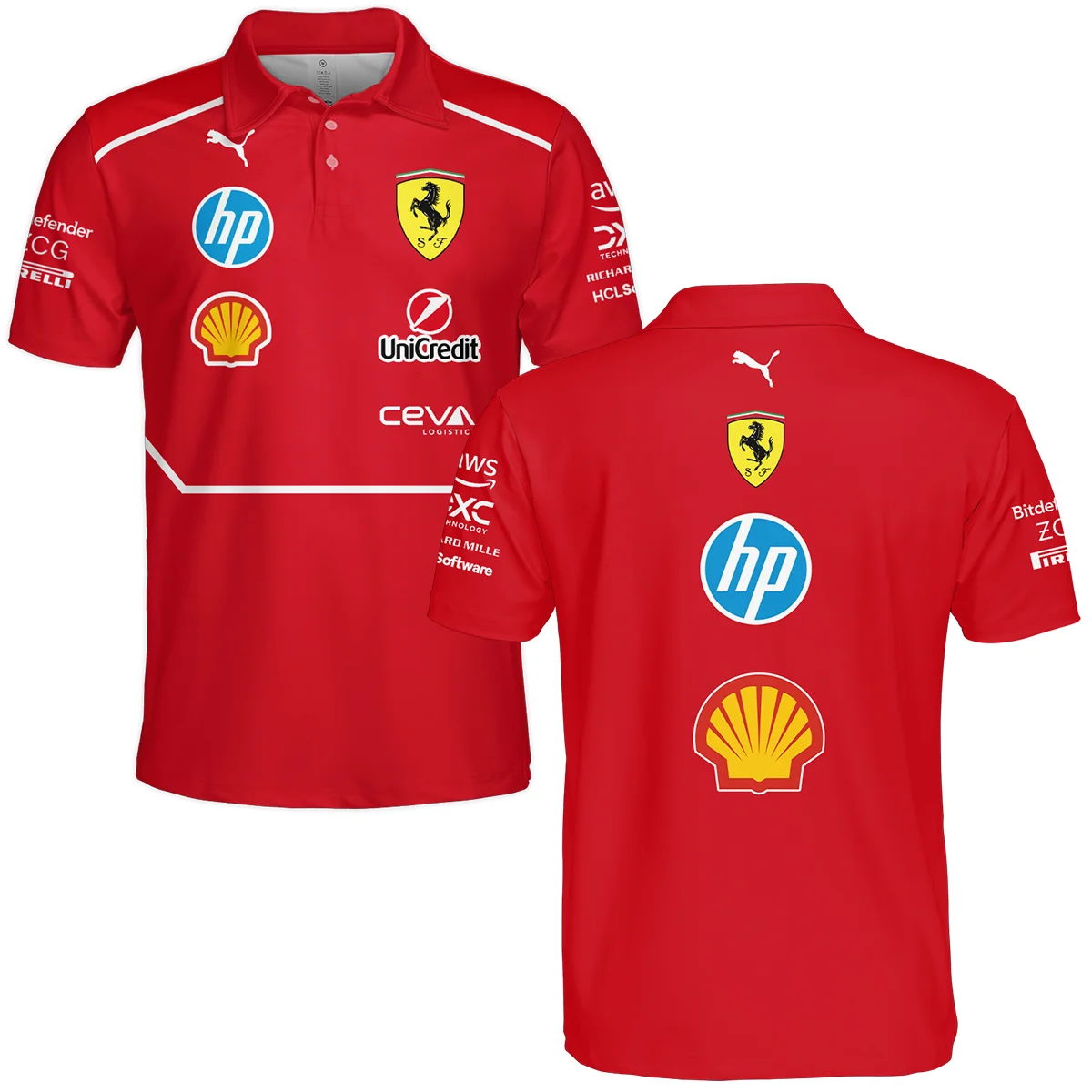 Scuderia Ferrari Racing F1 Polo Shirt All Over Prints BLF1R19325A5PL - Motorsport Lifestyle Wear
