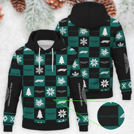 Square Pattern Aston Martin Formula 1 - Knitted Hoodie BLVAF12209250A33AM - Race Day Outfit