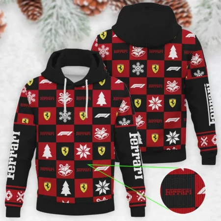 Square Pattern Ferrari Formula 1 - Knitted Hoodie BLVAF12209250A33FRR - Pit Lane Clothing