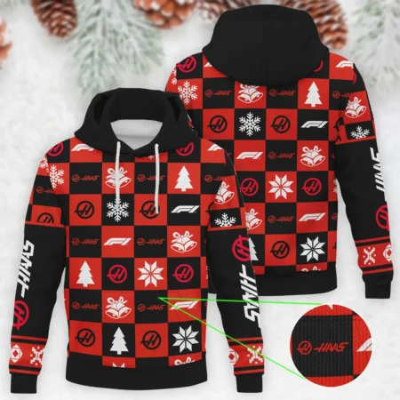 Square Pattern Haas Formula 1 - Knitted Hoodie BLVAF12209250A33HAAS - Race Day Design