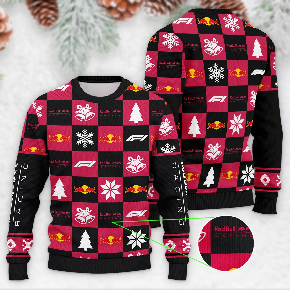 Square Pattern Red Bull Racing Formula 1 - Ugly Sweater BLVAF1220925A33RBR