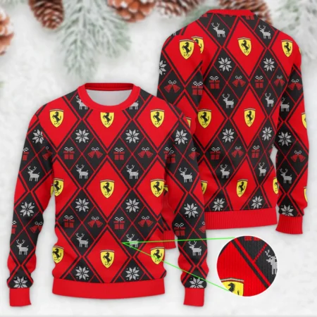 Square Xmas Pattern Ferrari Formula 1 - Ugly Sweater BLVAF1220925A31FRR - F1 Fan Gear