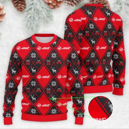 Square Xmas Pattern Haas Formula 1 - Ugly Sweater BLVAF1220925A31HAAS - Race Day Outfit