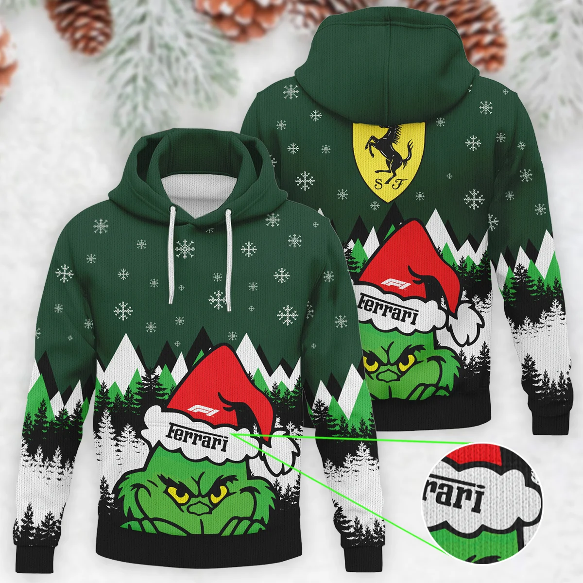 The Grinch Ferrari Formula 1 - Knitted Hoodie BLVAF12209250A17FRR