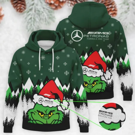 The Grinch Mercedes Formula 1 - Knitted Hoodie BLVAF12209250A17MER - F1 Fan Gear