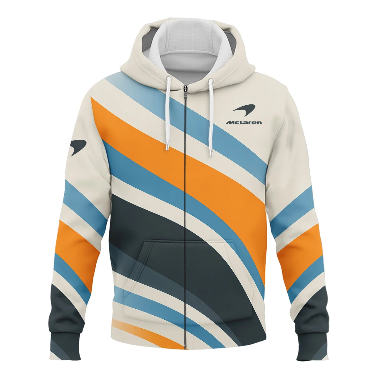 Waves Pattern McLaren F1 Zipper Hoodie BLMCL1625A2ZHD - Motorsport Apparel - Image 2