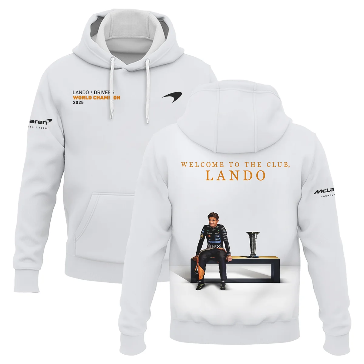 Welcome To The Club Lando Norris McLaren F1 Team Hoodie BLNRWDCA14HD - Race Day Design