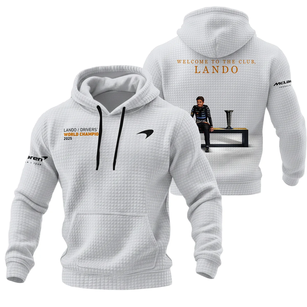 Welcome To The Club Lando Norris McLaren F1 Team Hoodie Quilted Waffle BLNRWDCA14HQW - Racing Lifestyle Clothing