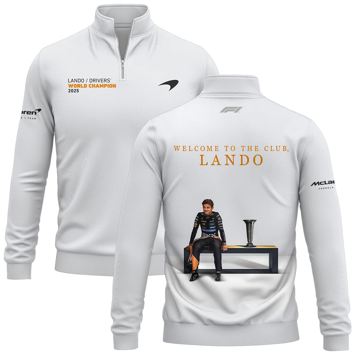 Welcome To The Club Lando Norris McLaren F1 Team Quarter-Zip Sweatshirt BLNRWDCA14QZS - Race Day Outfit