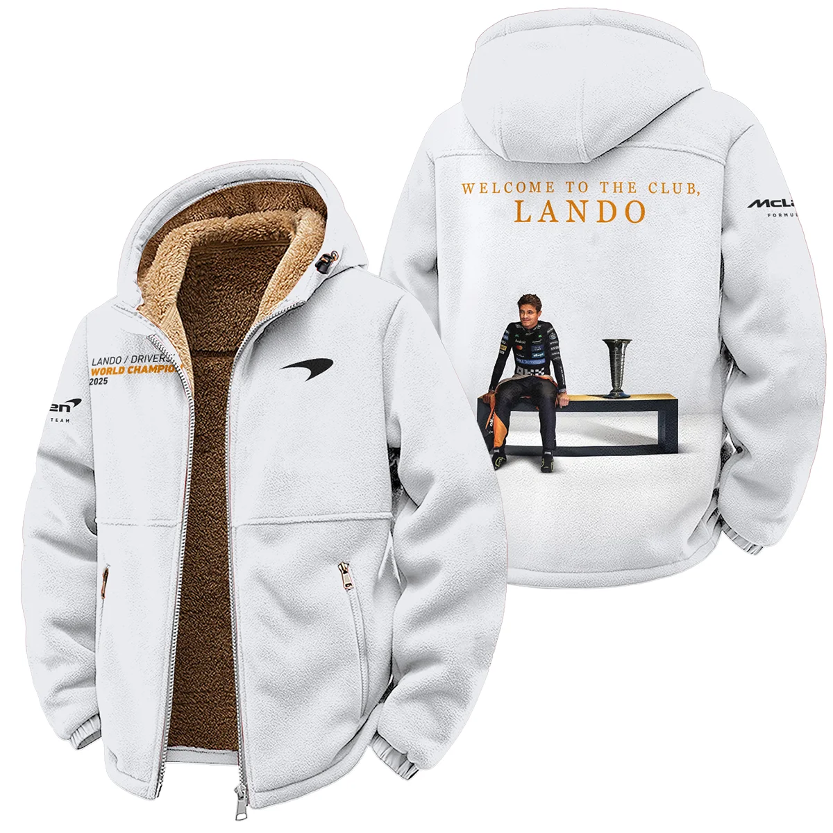 Welcome To The Club Lando Norris McLaren F1 Team Winter Fleece Jacket BLNRWDCA14WFJ - Motorsport Lifestyle Wear