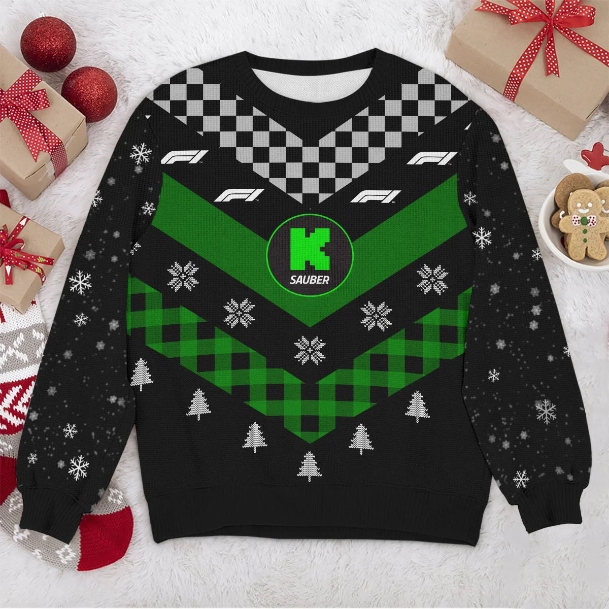 Winter Xmas Pattern Kick Sauber Formula 1 - Ugly Sweater BLVAF1220925A32KS - Image 4