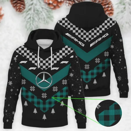 Winter Xmas Pattern Mercedes Formula 1 - Knitted Hoodie BLVAF12209250A32MER - Motorsport Apparel