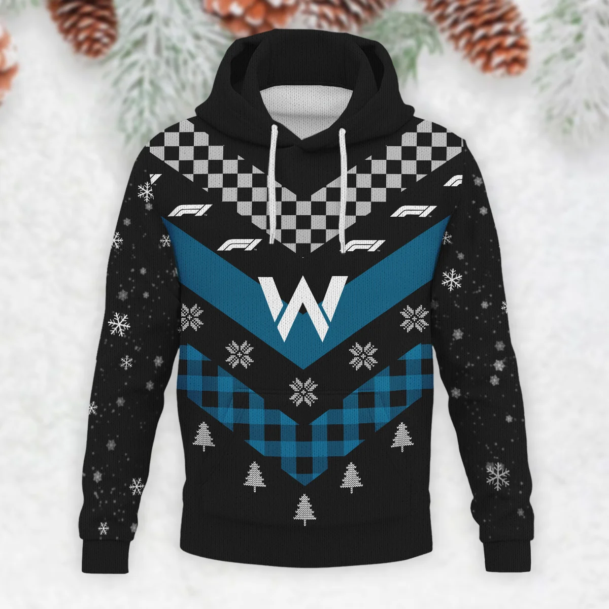 Winter Xmas Pattern Williams Formula 1 - Knitted Hoodie BLVAF12209250A32WIL - Image 2