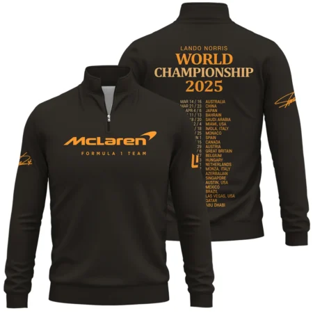 World Championship 2025 Lando Norris McLaren F1 Team Quarter-Zip Sweatshirt BLNRWDCA7QZS - Race Day Design