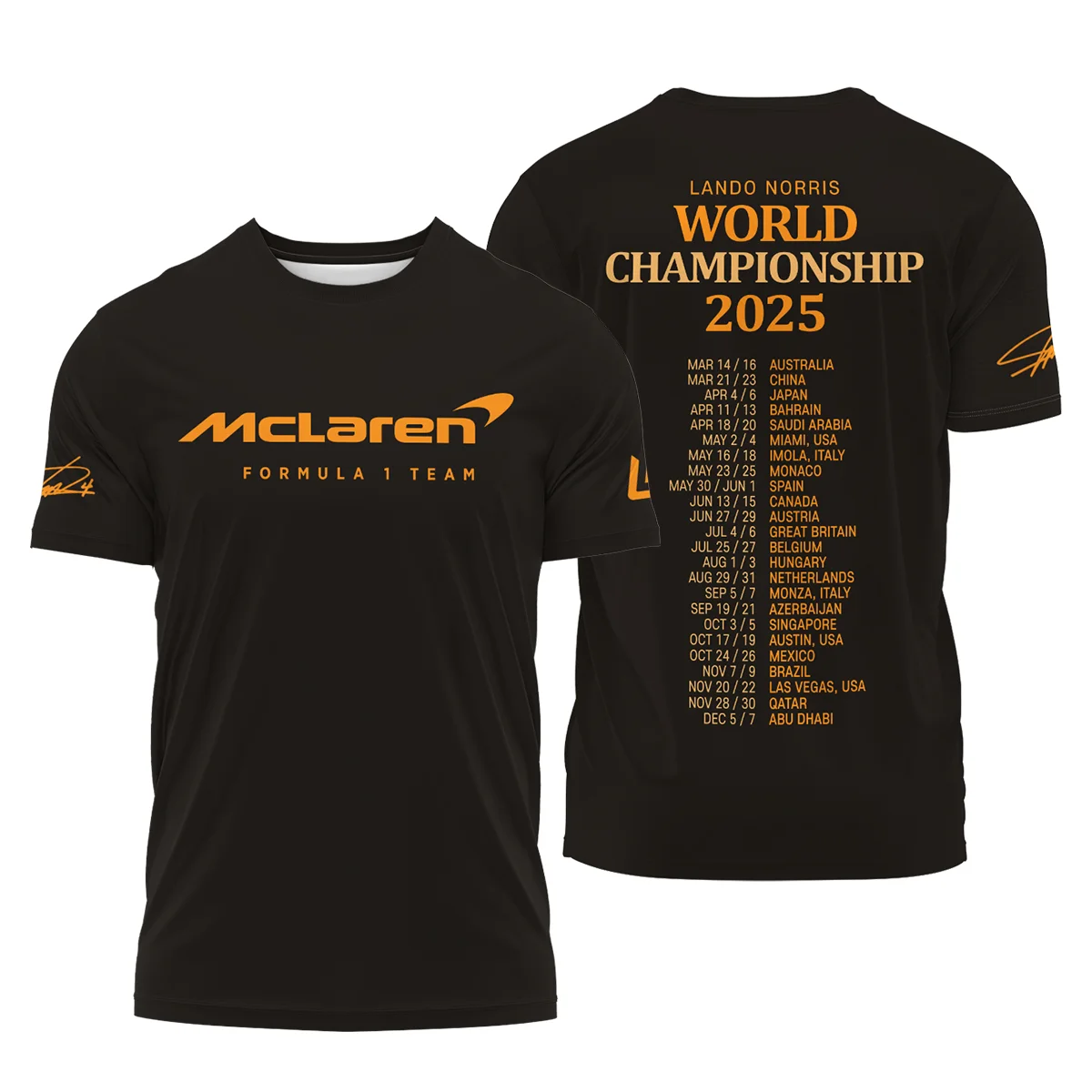World Championship 2025 Lando Norris McLaren F1 Team T-Shirt BLNRWDCA7TS