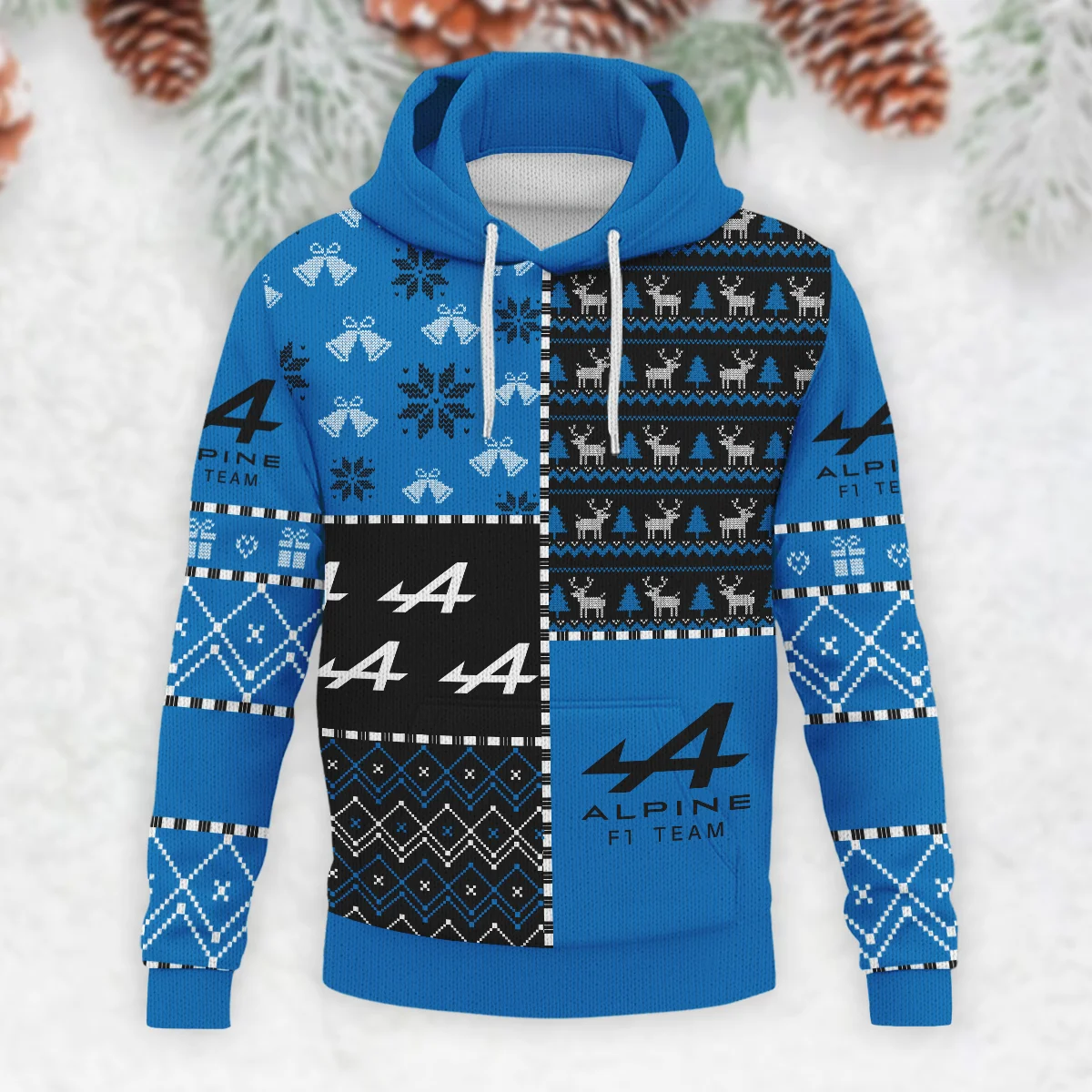X-Mas Pattern Alpine Formula 1 - Knitted Hoodie BLVAF12209250A2ALP - Image 2