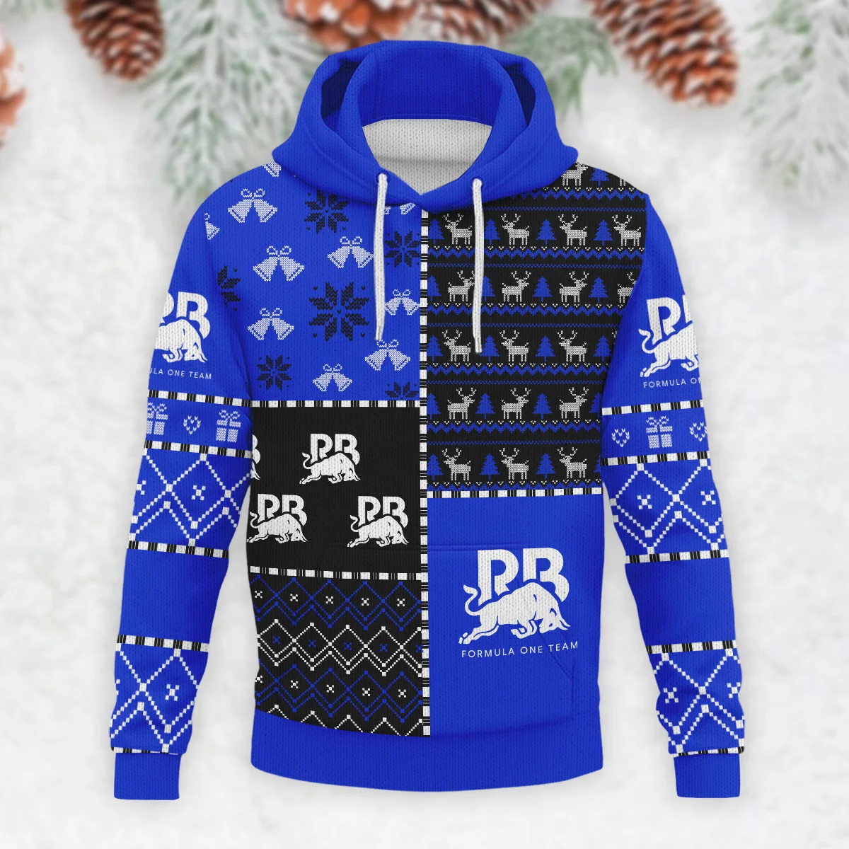 X-Mas Pattern Racing Bulls Formula 1 - Knitted Hoodie BLVAF12209250A2RAC - Image 2
