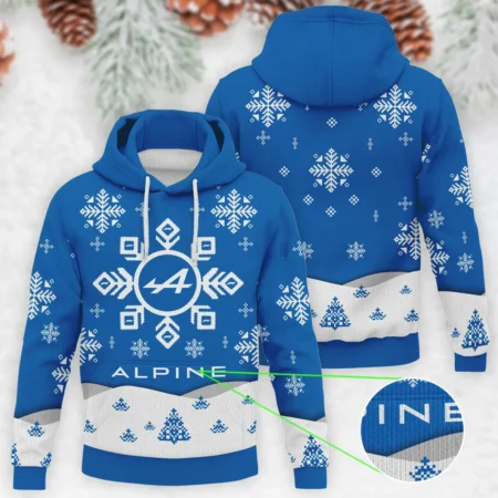 Xmas Pattern Alpine Formula 1 - Knitted Hoodie BLVAF12209250A26ALP - Motorsport Lifestyle Wear